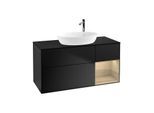 Villeroy und Boch Finion Waschtischunterschrank F952PCPD 120cm, Abdeckplatte black matt, Regale Oak Veneer, Black matt lacquer