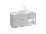 Villeroy und Boch Finion Waschtischunterschrank G951MTGJ 120cm, Abdeckplatte white matt, Emotion, Regale White matt lacquer, Light grey matt
