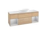 Villeroy und Boch Finion Waschtischunterschrank GD01GJPC 120cm, Abdeckplatte white matt, Emotion, Regale Light grey matt lacquer, Oak Veneer