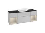 Villeroy und Boch Finion Waschtischunterschrank GD02HHGJ 120cm, Abdeckplatte black matt, Emotion, Regale sand matt lacquer, Light grey matt
