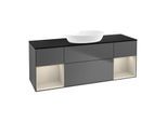 Villeroy und Boch Finion Waschtischunterschrank GD02HHGK 120cm, Abdeckplatte black matt, Emotion, Regale sand matt lacquer, Anthracite matt