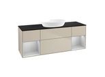 Villeroy und Boch Finion Waschtischunterschrank GD02GJHH 120cm, Abdeckplatte black matt, Emotion, Regale Light grey matt lacquer, Sand Matt Lacquer