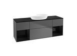Villeroy und Boch Finion Waschtischunterschrank GD02PHGK 120cm, Abdeckplatte black matt, Emotion, Regale Glossy black lacquer, Anthracite matt