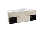 Villeroy und Boch Finion Waschtischunterschrank GD01PHHH 120cm, Abdeckplatte white matt, Emotion, Regale Glossy black lacquer, Sand Matt Lacquer
