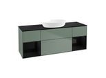 Villeroy und Boch Finion Waschtischunterschrank GD02PHGM 120cm, Abdeckplatte black matt, Emotion, Regale Glossy black lacquer, Olive Matt Lacquer