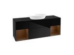 Villeroy und Boch Finion Waschtischunterschrank FD02GNPH 120cm, Abdeckplatte black matt, Regale Walnut Veneer, Glossy Black Lacquer