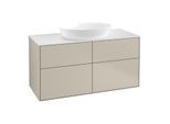 Villeroy und Boch Finion Waschtischunterschrank FA3100HH 120x60,3cm, Abdeckplatte white matt, Sand Matt Lacquer