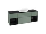 Villeroy und Boch Finion Waschtischunterschrank FD02PHGM 120cm, Abdeckplatte black matt, Regale Glossy black lacquer, Olive Matt Lacquer