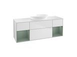 Villeroy und Boch Finion Waschtischunterschrank GD01GMMT 120cm, Abdeckplatte white matt, Emotion, Regale Olive matt lacquer, White matt lacquer
