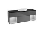 Villeroy und Boch Finion Waschtischunterschrank FD02GJGK 120cm, Abdeckplatte black matt, Regale Light grey matt lacquer, Anthracite matt