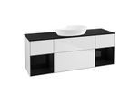 Villeroy und Boch Finion Waschtischunterschrank GD02PHMT 120cm, Abdeckplatte black matt, Emotion, Regale Glossy black lacquer, White matt lacquer