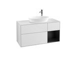 Villeroy und Boch Finion Waschtischunterschrank F951PDMT 120cm, Abdeckplatte white matt, Regale Black matt lacquer, White matt lacquer