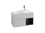 Villeroy und Boch Finion Waschtischunterschrank F901PDGJ 100cm, Abdeckplatte white matt, Regale Black matt lacquer, Light grey matt