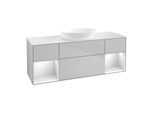 Villeroy und Boch Finion Waschtischunterschrank FD01MTGJ 120cm, Abdeckplatte white matt, Regale White matt lacquer, Light grey matt