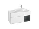 Villeroy und Boch Finion Waschtischunterschrank G951HGGF 120cm, Abdeckplatte white matt, Emotion, Regale Midnight matt lacquer, Glossy white lacquer