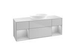 Villeroy und Boch Finion Waschtischunterschrank FD01GJGJ 120cm, Abdeckplatte white matt, Regale Light grey matt lacquer, Light grey matt