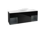 Villeroy und Boch Finion Waschtischunterschrank FD01HGPH 120cm, Abdeckplatte white matt, Regale Midnight matt lacquer, Glossy Black Lacquer