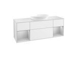 Villeroy und Boch Finion Waschtischunterschrank GD01GJGF 120cm, Abdeckplatte white matt, Emotion, Regale Light grey matt lacquer, Glossy white lacquer