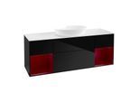 Villeroy und Boch Finion Waschtischunterschrank GD01HBPH 120cm, Abdeckplatte white matt, Emotion, Regale Peony matt lacquer, Glossy Black Lacquer