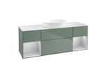 Villeroy und Boch Finion Waschtischunterschrank FD01GJGM 120cm, Abdeckplatte white matt, Regale Light grey matt lacquer, Olive Matt Lacquer