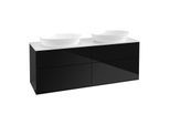 Villeroy und Boch Finion Waschtischunterschrank GA8100PH 160x60,3cm, Emotion, Abdeckplatte white matt, Glossy Black Lacquer