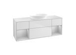 Villeroy und Boch Finion Waschtischunterschrank GD01GJMT 120cm, Abdeckplatte white matt, Emotion, Regale Light grey matt lacquer, White matt lacquer