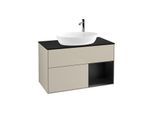 Villeroy und Boch Finion Waschtischunterschrank G902PDHH 100cm, Abdeckplatte black matt, Emotion, Regale Black matt lacquer, Sand Matt Lacquer
