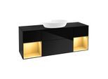Villeroy und Boch Finion Waschtischunterschrank GD02HFPH 120cm, Abdeckplatte black matt, Emotion, Regale Gold matt lacquer, Glossy Black Lacquer