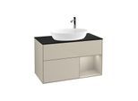 Villeroy und Boch Finion Waschtischunterschrank G902HHHH 100cm, Abdeckplatte black matt, Emotion, Regale sand matt lacquer, Sand Matt Lacquer