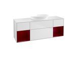 Villeroy und Boch Finion Waschtischunterschrank GD01HBMT 120cm, Abdeckplatte white matt, Emotion, Regale Peony matt lacquer, White matt lacquer
