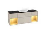 Villeroy und Boch Finion Waschtischunterschrank FD02HFHH 120cm, Abdeckplatte black matt, Regale Gold matt lacquer, Sand Matt Lacquer