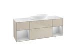 Villeroy und Boch Finion Waschtischunterschrank GD01GJHH 120cm, Abdeckplatte white matt, Emotion, Regale Light grey matt lacquer, Sand Matt Lacquer