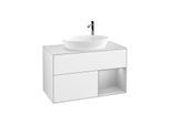 Villeroy und Boch Finion Waschtischunterschrank F901GJGF 100cm, Abdeckplatte white matt, Regale Light grey matt lacquer, Glossy white lacquer