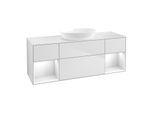 Villeroy und Boch Finion Waschtischunterschrank FD01GFMT 120cm, Abdeckplatte white matt, Regale Glossy white lacquer, White matt lacquer