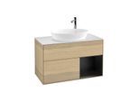 Villeroy und Boch Finion Waschtischunterschrank G901PDPC 100cm, Abdeckplatte white matt, Emotion, Regale Black matt lacquer, Oak Veneer