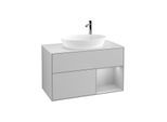 Villeroy und Boch Finion Waschtischunterschrank G901GJGJ 100cm, Abdeckplatte white matt, Emotion, Regale Light grey matt lacquer, Light grey matt