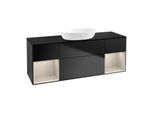 Villeroy und Boch Finion Waschtischunterschrank FD02HHPD 120cm, Abdeckplatte black matt, Regale sand matt lacquer, Black matt lacquer