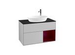 Villeroy und Boch Finion Waschtischunterschrank G902HBGJ 100cm, Abdeckplatte black matt, Emotion, Regale Peony matt lacquer, Light grey matt