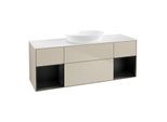 Villeroy und Boch Finion Waschtischunterschrank FD01PDHH 120cm, Abdeckplatte white matt, Regale Black matt lacquer, Sand Matt Lacquer