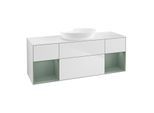 Villeroy und Boch Finion Waschtischunterschrank FD01GMMT 120cm, Abdeckplatte white matt, Regale Olive matt lacquer, White matt lacquer