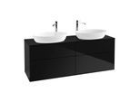 Villeroy und Boch Finion Waschtischunterschrank G96200PH 160x60,3cm, Emotion, Abdeckplatte black matt, Glossy Black Lacquer