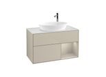 Villeroy und Boch Finion Waschtischunterschrank G901HHHH 100cm, Abdeckplatte white matt, Emotion, Regale sand matt lacquer, Sand Matt Lacquer