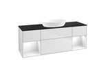 Villeroy und Boch Finion Waschtischunterschrank FD02GFMT 120cm, Abdeckplatte black matt, Regale Glossy white lacquer, White matt lacquer