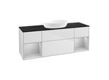 Villeroy und Boch Finion Waschtischunterschrank FD02GJMT 120cm, Abdeckplatte black matt, Regale Light grey matt lacquer, White matt lacquer