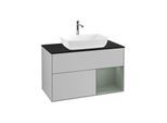 Villeroy und Boch Finion Waschtischunterschrank G782GMGJ 100cm, Abdeckplatte black matt, Emotion, Regale Olive matt lacquer, Light grey matt