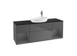 Villeroy und Boch Finion Waschtischunterschrank F982GKGK 160cm, Abdeckplatte black matt, Regale Anthracite matt lacquer, Anthracite matt