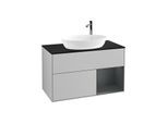 Villeroy und Boch Finion Waschtischunterschrank G902HGGJ 100cm, Abdeckplatte black matt, Emotion, Regale Midnight matt lacquer, Light grey matt
