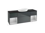 Villeroy und Boch Finion Waschtischunterschrank FD02GJHG 120cm, Abdeckplatte black matt, Regale Light grey matt lacquer, Midnight Blue Matt Lacquer