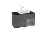 Villeroy und Boch Finion Waschtischunterschrank G782GMGK 100cm, Abdeckplatte black matt, Emotion, Regale Olive matt lacquer, Anthracite matt