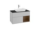 Villeroy und Boch Finion Waschtischunterschrank G782GNGJ 100cm, Abdeckplatte black matt, Emotion, Regale Walnut Veneer, Light grey matt